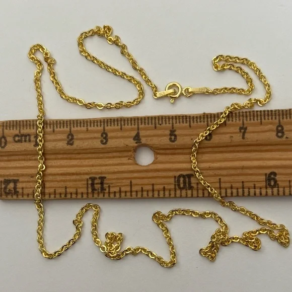 925 Silver 21.75” 2mm necklace link chain 18k yellow gold plated unisex